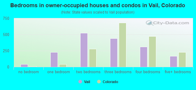 Bedrooms in owner-occupied houses and condos in Vail, Colorado