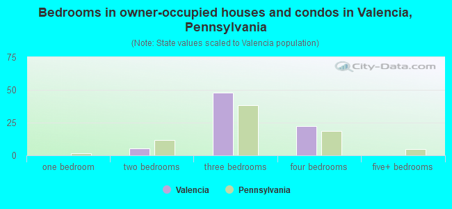 Bedrooms in owner-occupied houses and condos in Valencia, Pennsylvania