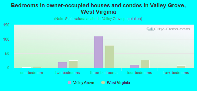 Bedrooms in owner-occupied houses and condos in Valley Grove, West Virginia