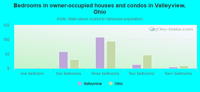 Bedrooms in owner-occupied houses and condos in Valleyview, Ohio