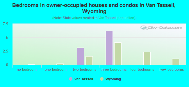Bedrooms in owner-occupied houses and condos in Van Tassell, Wyoming