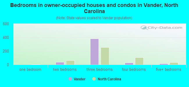 Bedrooms in owner-occupied houses and condos in Vander, North Carolina
