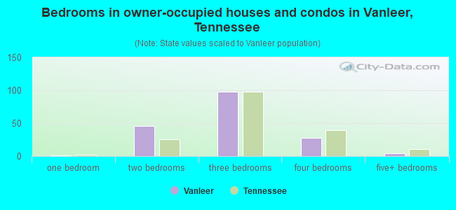 Bedrooms in owner-occupied houses and condos in Vanleer, Tennessee