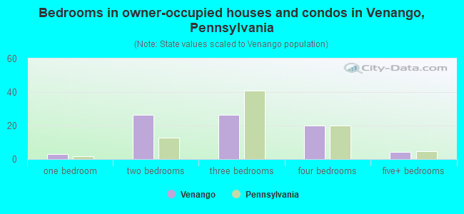 Bedrooms in owner-occupied houses and condos in Venango, Pennsylvania