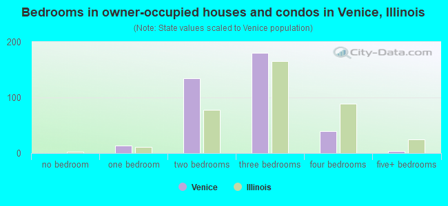 Bedrooms in owner-occupied houses and condos in Venice, Illinois