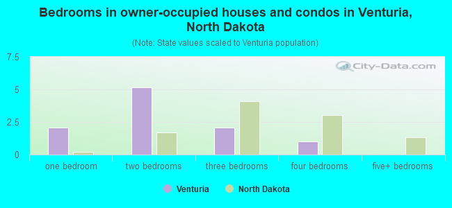 Bedrooms in owner-occupied houses and condos in Venturia, North Dakota