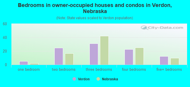 Bedrooms in owner-occupied houses and condos in Verdon, Nebraska