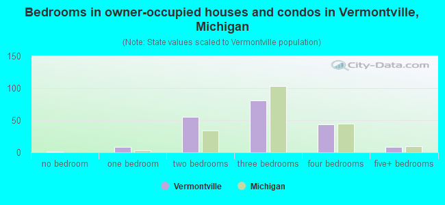 Bedrooms in owner-occupied houses and condos in Vermontville, Michigan