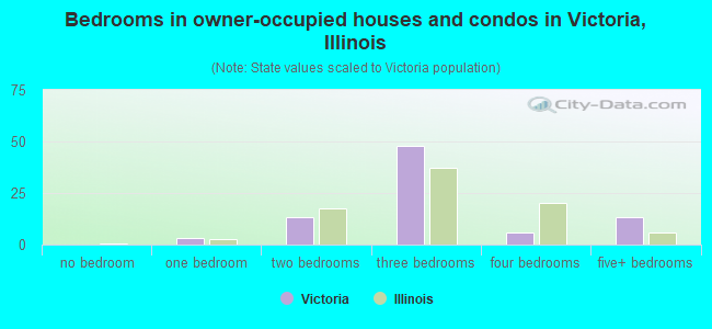 Bedrooms in owner-occupied houses and condos in Victoria, Illinois