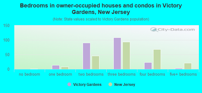 Bedrooms in owner-occupied houses and condos in Victory Gardens, New Jersey