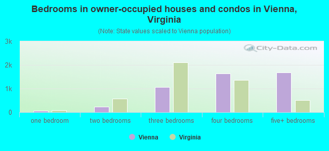 Bedrooms in owner-occupied houses and condos in Vienna, Virginia
