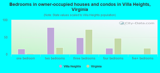 Bedrooms in owner-occupied houses and condos in Villa Heights, Virginia