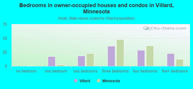 Bedrooms in owner-occupied houses and condos in Villard, Minnesota