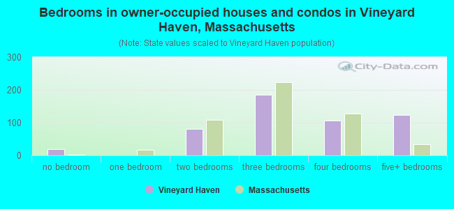 Bedrooms in owner-occupied houses and condos in Vineyard Haven, Massachusetts