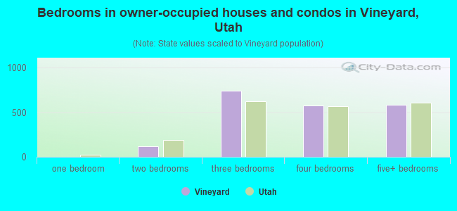 Bedrooms in owner-occupied houses and condos in Vineyard, Utah