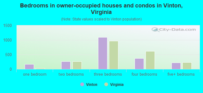 Bedrooms in owner-occupied houses and condos in Vinton, Virginia