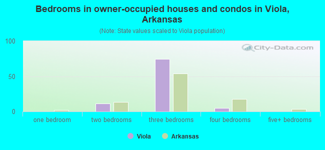 Bedrooms in owner-occupied houses and condos in Viola, Arkansas