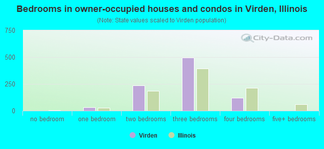 Bedrooms in owner-occupied houses and condos in Virden, Illinois