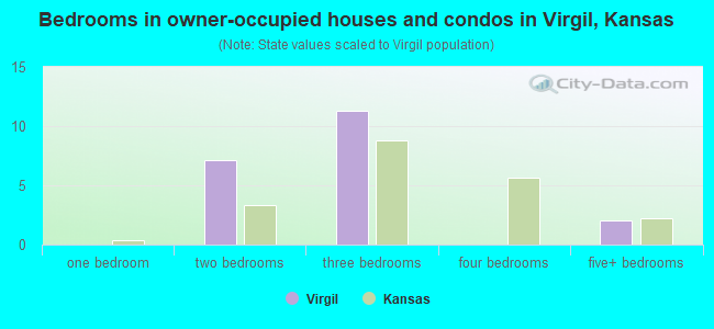 Bedrooms in owner-occupied houses and condos in Virgil, Kansas