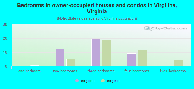 Bedrooms in owner-occupied houses and condos in Virgilina, Virginia