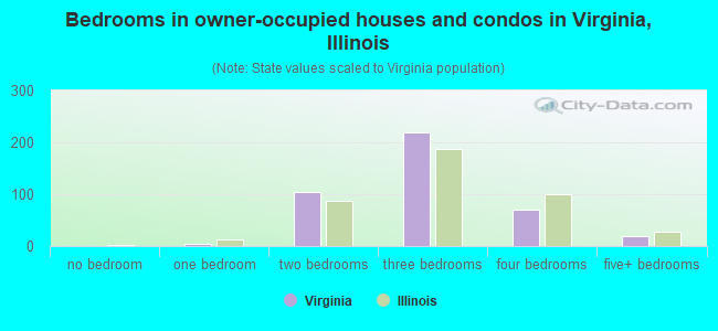Bedrooms in owner-occupied houses and condos in Virginia, Illinois