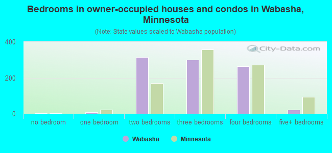 Bedrooms in owner-occupied houses and condos in Wabasha, Minnesota