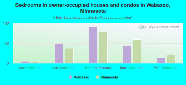 Bedrooms in owner-occupied houses and condos in Wabasso, Minnesota