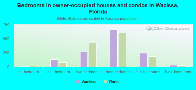 Bedrooms in owner-occupied houses and condos in Wacissa, Florida