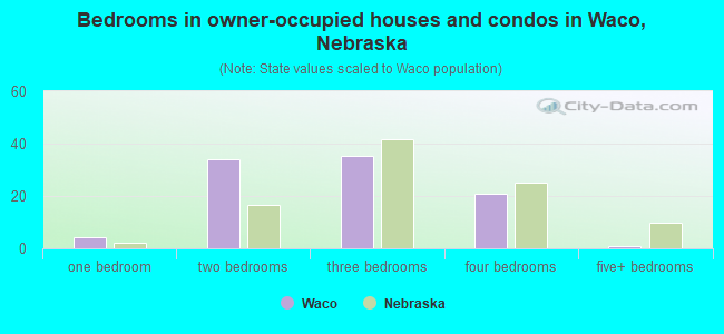 Bedrooms in owner-occupied houses and condos in Waco, Nebraska