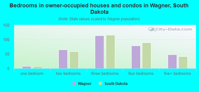 Bedrooms in owner-occupied houses and condos in Wagner, South Dakota