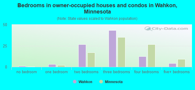 Bedrooms in owner-occupied houses and condos in Wahkon, Minnesota