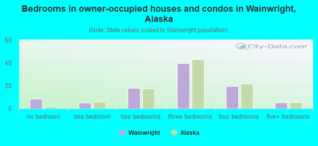 Bedrooms in owner-occupied houses and condos in Wainwright, Alaska