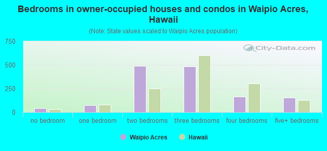 Bedrooms in owner-occupied houses and condos in Waipio Acres, Hawaii