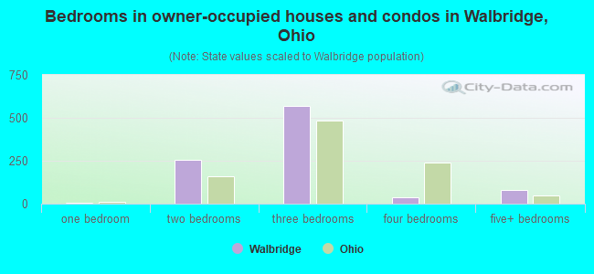 Bedrooms in owner-occupied houses and condos in Walbridge, Ohio