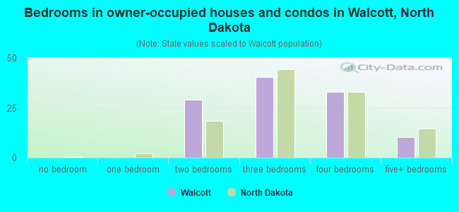 Bedrooms in owner-occupied houses and condos in Walcott, North Dakota