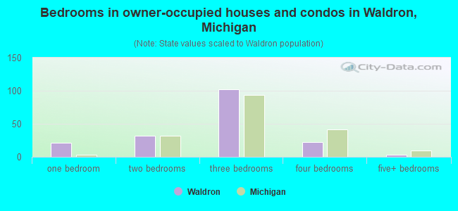 Bedrooms in owner-occupied houses and condos in Waldron, Michigan