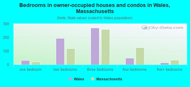 Bedrooms in owner-occupied houses and condos in Wales, Massachusetts