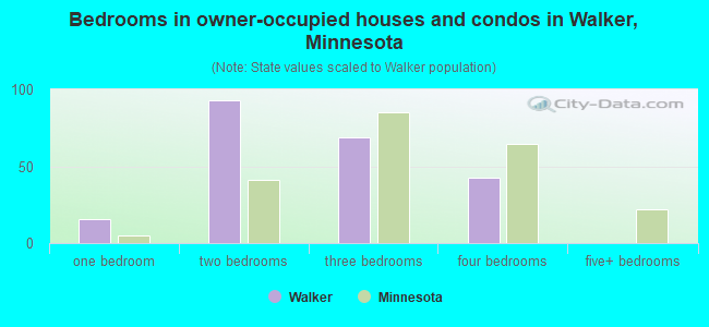 Bedrooms in owner-occupied houses and condos in Walker, Minnesota