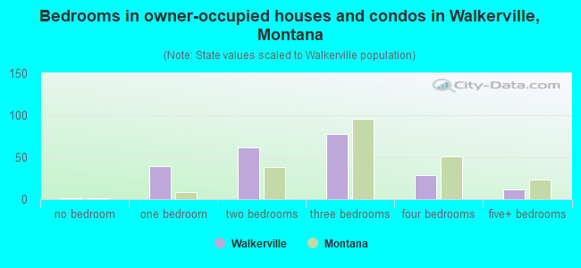 Bedrooms in owner-occupied houses and condos in Walkerville, Montana