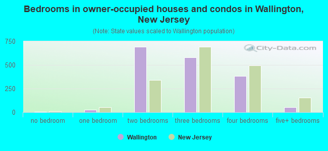 Bedrooms in owner-occupied houses and condos in Wallington, New Jersey