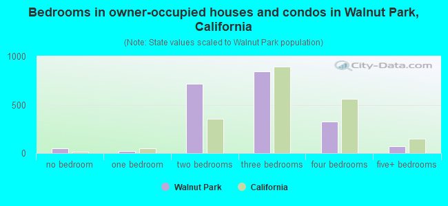 Bedrooms in owner-occupied houses and condos in Walnut Park, California