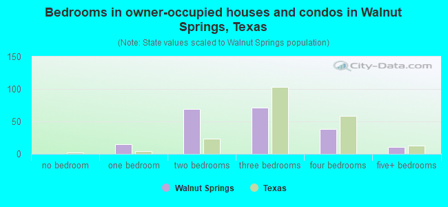 Bedrooms in owner-occupied houses and condos in Walnut Springs, Texas
