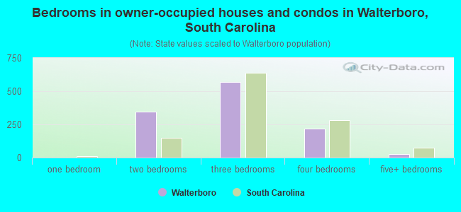 Bedrooms in owner-occupied houses and condos in Walterboro, South Carolina