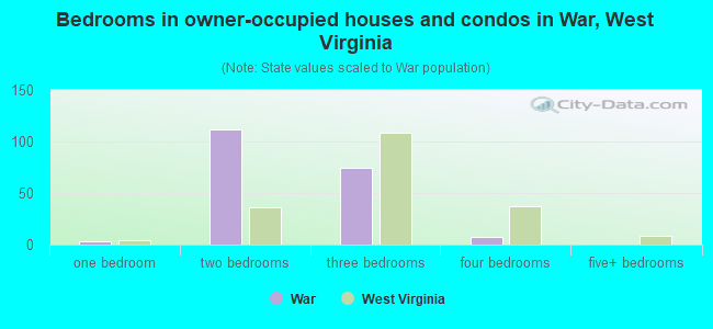 Bedrooms in owner-occupied houses and condos in War, West Virginia