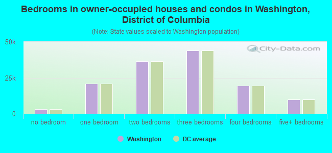 Bedrooms in owner-occupied houses and condos in Washington, District of Columbia