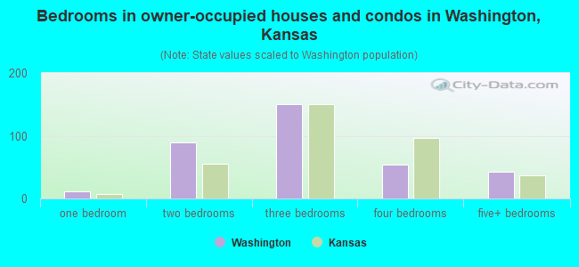 Bedrooms in owner-occupied houses and condos in Washington, Kansas