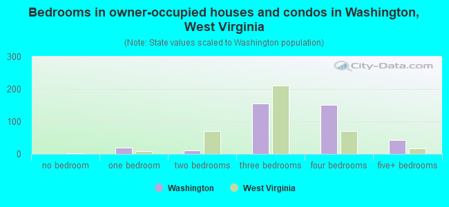 Bedrooms in owner-occupied houses and condos in Washington, West Virginia