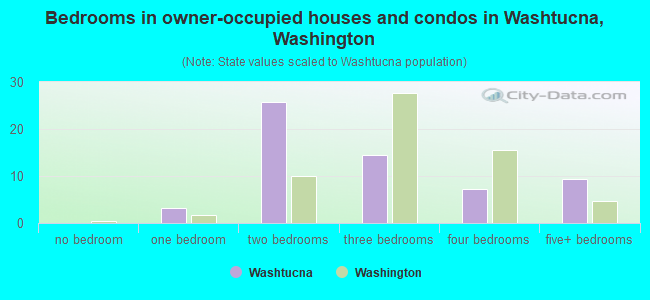 Bedrooms in owner-occupied houses and condos in Washtucna, Washington