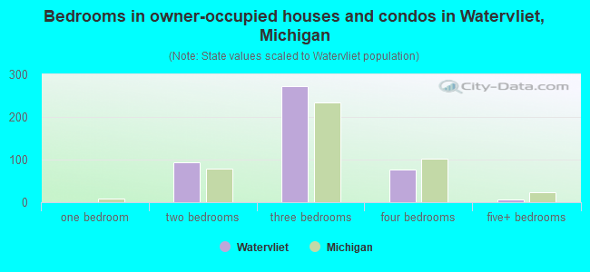 Bedrooms in owner-occupied houses and condos in Watervliet, Michigan
