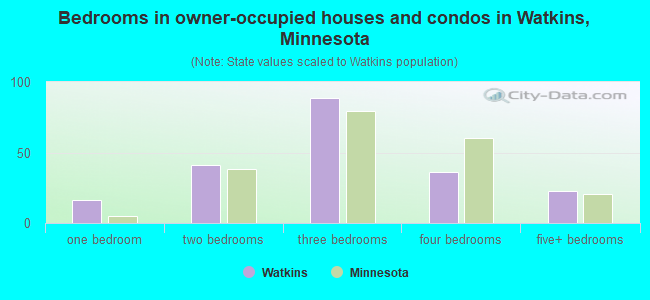 Bedrooms in owner-occupied houses and condos in Watkins, Minnesota